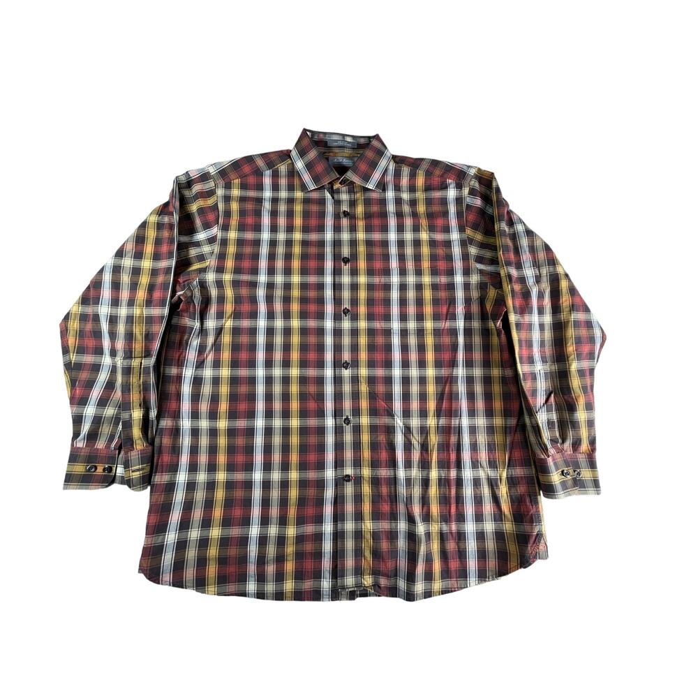 Daniel Cremieux Shirt Mens Large Multicolor Plaid Long Sleeve Button Up Casual